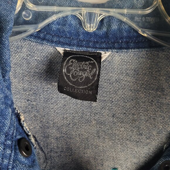 Vtg Electric Cowgirl Collection Women's Denim Jacket With Fringe & Beads Sz L - Picture 4 of 6